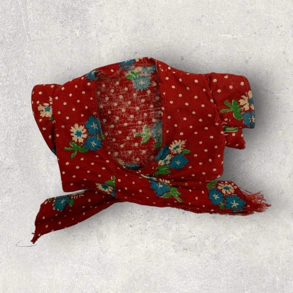 Vtg BARBIE BEST BUY #7209 Blue And Red Floral Polka Dot Swirl skirt  top 1975 - Picture 6 of 8